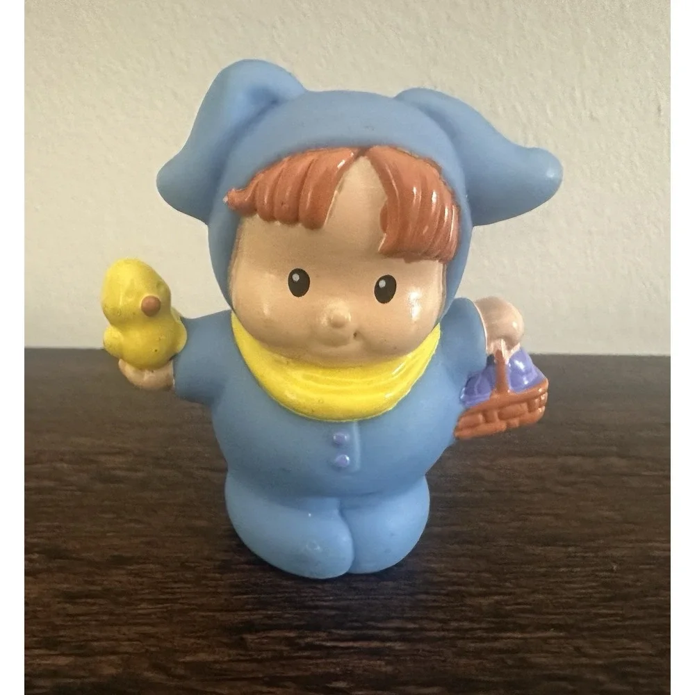 Fisher Price Little People 2002 Easter Friends In Bunny Costumes Green Blue